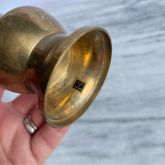 Vintage | Solid Brass Small Vase Made In India Decor Design Gold Metal Shelf - Picture 4 of 7